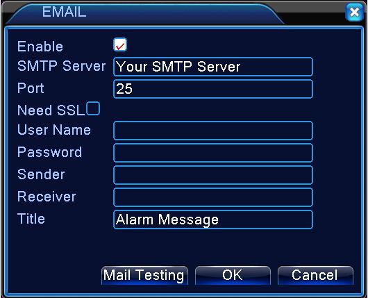 Obrázok 4.25 E-mail SMTP server: Zadajte server odchádzajúcej pošty. Adresa SMTP servera môže byť IP adresa alebo meno domény. meno domény môže byť preložené, len ak máte správne nastavený DNS server.