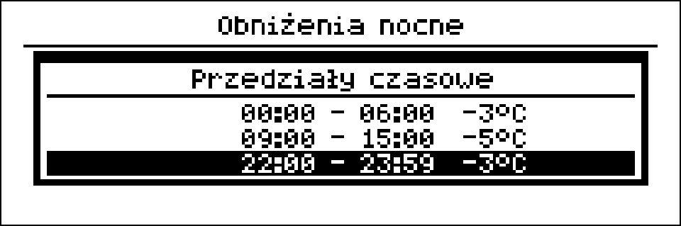 Pre aktivovanie časových rozmedzí je potrebné nastaviť parameter Nočné zníženie pre daný vykurovací okruh na vypnuté. Nočné zníženia je možné definovať pre pracovné dni, soboty a nedele.