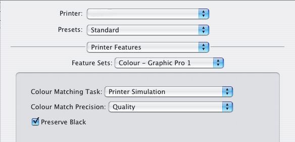 Επιλέξτε [Printer Features] ( υνατότητες Εκτυπωτή) (2). 4. Από το µενού [Feature Sets] (Σετ υνατοτήτων) (3), επιλέξτε [Colour Options] (Επιλογές Έγχρωµης Εκτύπωσης). 5.