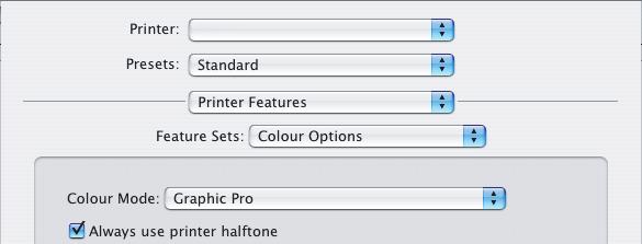 MAC OS X Colour Matching] (Χρήση Εφαρµογής Συµφωνίας Χρωµάτων) αν θέλετε να απενεργοποιήσετε εντελώς την διαχείριση χρωµάτων του εκτυπωτή και να χρησιµοποιήσετε την συµφωνία χρωµάτων της