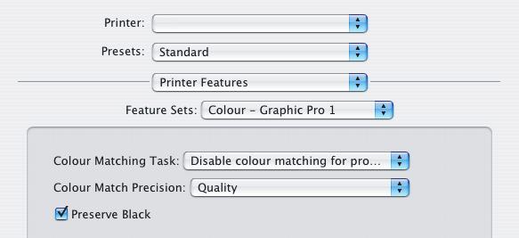 4. Από το µενού [Feature Sets] (Σετ υνατοτήτων) (3), επιλέξτε [Colour Options] (Επιλογές Έγχρωµης Εκτύπωσης). 5.