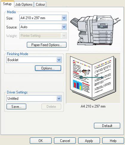 Windows PCL 1. Στην καρτέλα [Setup] (Ρυθµίσεις) του οδηγού, διαλέξτε τις [driver settings] (ρυθµίσεις οδηγού) που θέλετε από τις αποθηκευµένες εκ των προτέρων. 2.