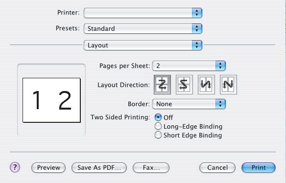 2. Από το µενού [Printer] (Εκτυπωτής) (1), επιλέξτε το µοντέλο του εκτυπωτή σας. 3. Επιλέξτε [Layout] ( ιάταξη) (2). 4.
