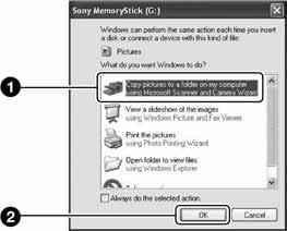 Korak 4-A: kopiranje slika na računalo Za Windows 98/98SE/200/Me slijedite postupak opisan u koraku 4-B: kopiranje slika na računalo na strani 60.
