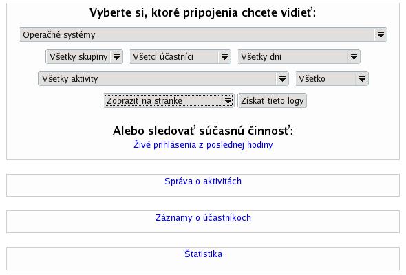 3.11 Sledovanie aktivít záznamy 73 Obr. 3.41: Export otázok vo formáte GIFT Obr. 3.42: Záznamy o aktivitách v kurze Formát IMS QTI 2.0 je medzinárodným štandardom.