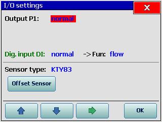 I/O set nastavenie inverzie výstupu a dig. vstupu, voľba typu snímačov teploty a nastavenie ich offsetu.
