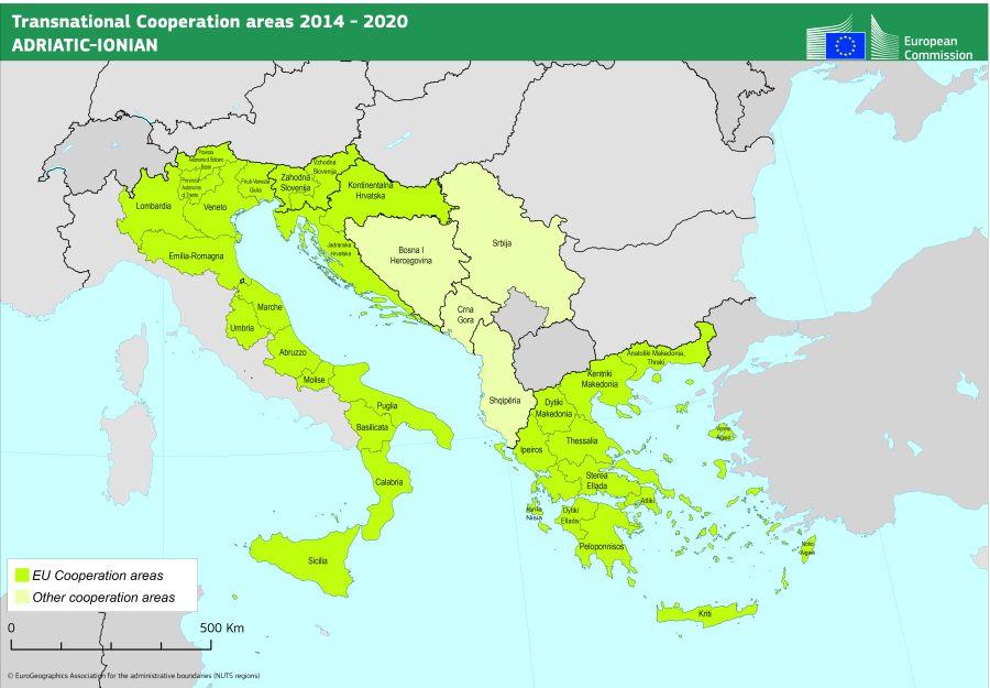 Adrion 2014-2020 Επιλέξιμη περιοχή της Ελλάδας Όλη η χώρα Επιλέξιμη περιοχή εκτός Ελλάδας Αλβανία, Βοσνία & Ερζεγοβίνη, Ιταλία, Κροατία, Μαυροβούνιο, Σερβία,