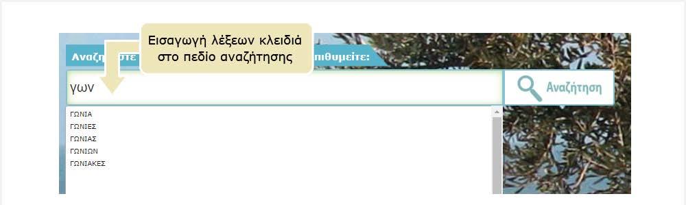 αποθετηρίου. Πληκτρολογήστε στο πεδίο αναζήτησης μία ή περισσότερες λέξεις που χαρακτηρίζουν τα μαθησιακά αντικείμενα που αναζητάτε.