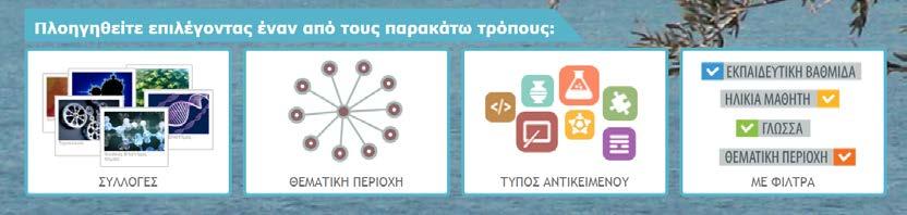 4. ΠΛΟΗΓΗΣΗ ΣΤΟ ΦΩΤΟΔΕΝΤΡΟ LOR Το Φωτόδεντρο LOR παρέχει τους εξής τρόπους πλοήγησης στο περιεχόμενό του: 1.