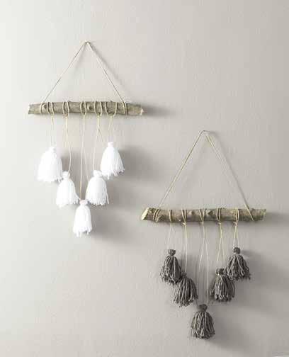 Tassels * Borla White - Borla Gray Ξύλινο Κρεμαστό Διακοσμητικό