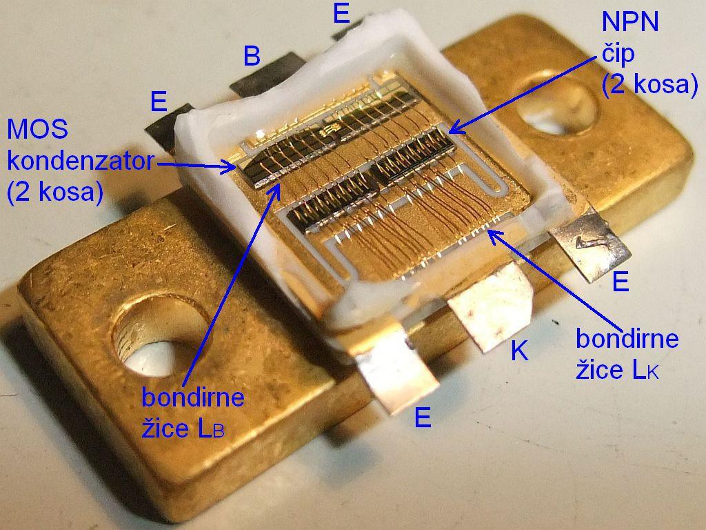 pripravljeno za njegovo vgradnjo: Poleg tranzistorja vsebuje visokofrekvenčni ojačevalnik še vezja za dokončno prilagoditev vhodne in izhodne impedance, vezje za nastavitev delovne točke ter ločitev