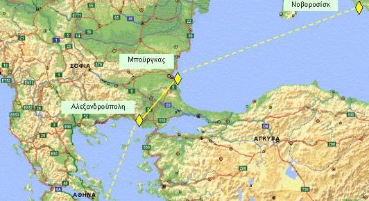Δύσης. Μια από τις λύσεις που εμφανίζει σημαντικά οικονομικά πλεονεκτήματα για τη μεταφορά είναι η διαδρομή Καύκασος -Νοβοροσίσκ - Μπουργκάς - Αλεξανδρούπολη.