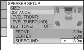 9 Više puta pritisnite M ili m za odabir udaljenosti prednjih zvučnika od mjesta slušanja i pritisnite ENTER. Možete podesiti udaljenost od 1.0 do 7.0 m.