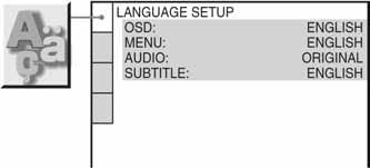 način:" (str. 77). * Osim podešenja opcije Parental Control x OSD (prikaz na zaslonu) Za promjenu jezika informacija prikazanih na zaslonu. Odaberite jezik s prikazanog popisa.