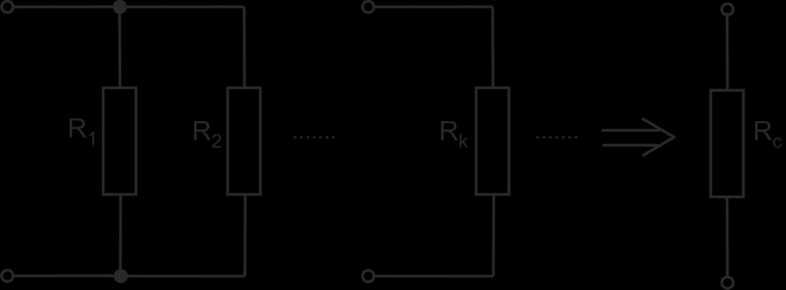 Náhrada paralelného zapojenia rezistorov Pri paralelnom zapojení rezistorov (ale aj iných prvkov) sú začiatky a konce rezistorov zapojené do spoločných uzlov (viď Obr..9).