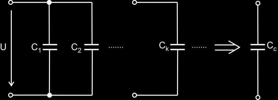I I I,73A 0,7A, 0A 56 34 U R I 7.,0A 7, 4V 6 6 56.4.. Spájanie kondenzátorov Z hľadiska možného zapojenia existujú u kondenzátorov rovnaké možnosti ako u rezistorov, a teda je ich možné zapojiť sériovo alebo paralelne.