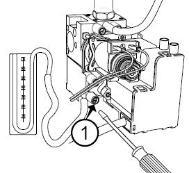 21 GENUS FF Kontrola a nastavenie výkonu Kontrola vstupného tlaku Obr. A 1. Povoľte skrutku 1 (obr. A) a pripojte hadičku manometra; 2.