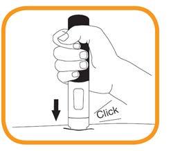 Πιέστε την προγεμισμένη συσκευή τύπου πένας σταθερά πάνω στο δέρμα.