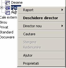 Cand faceti clic dreapta pe un element, apare un meniu contextual cu functiile de