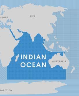 ακτών με την ινδική υποήπειρο Είναι ο τρίτος μεγαλύτερος από τους πέντε ωκεανούς της Γης και καλύπτει ~20% των συνολικών ωκεάνιων υδάτων Προς τα