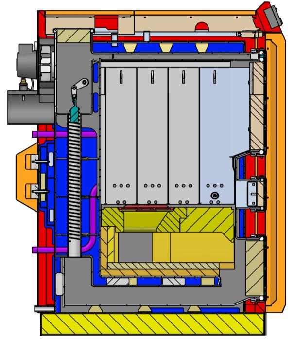 3.2 Princip delovanja Kotel je konstruiran in izdelan v skladu s predpisi EN 303-5 in posebno prilagojen za kurjenje kosovnega lesa.
