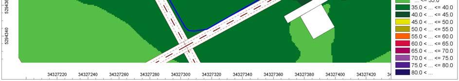 výpočtová metodika NMPB Routes 96, ISO 96132 Analytická hluková mapa ekvivalentných hladín A hluku zobrazená formou hlukových pásiem s krokom 5 db L