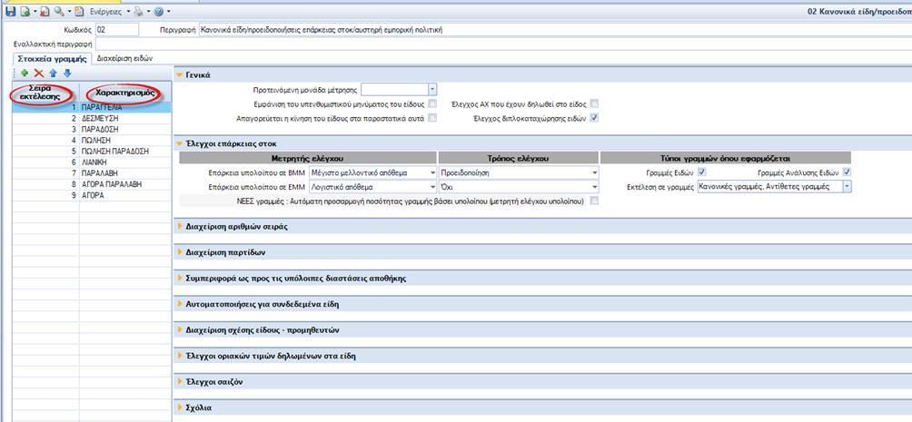 Σχέδια ελέγχου διακινήσεων Επανασχεδιάσαμε την οθόνη παραμετροποίησης των Σχεδίων διακίνησής ειδών αποθήκης, παγίων και γενικών ειδών.