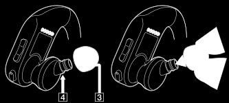 Štandardné podložky slúchadiel majú voľný otvor ( ). Podložky slúchadiel na plávanie majú otvor prekrytý tenkým filmom ( ).
