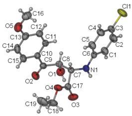 Crystal data of (2R, 3S)-anti-3c (CCDC 918137): The relative stereochemistry of the product was confirmed by single crystal X-ray analysis of 3c, and the data for