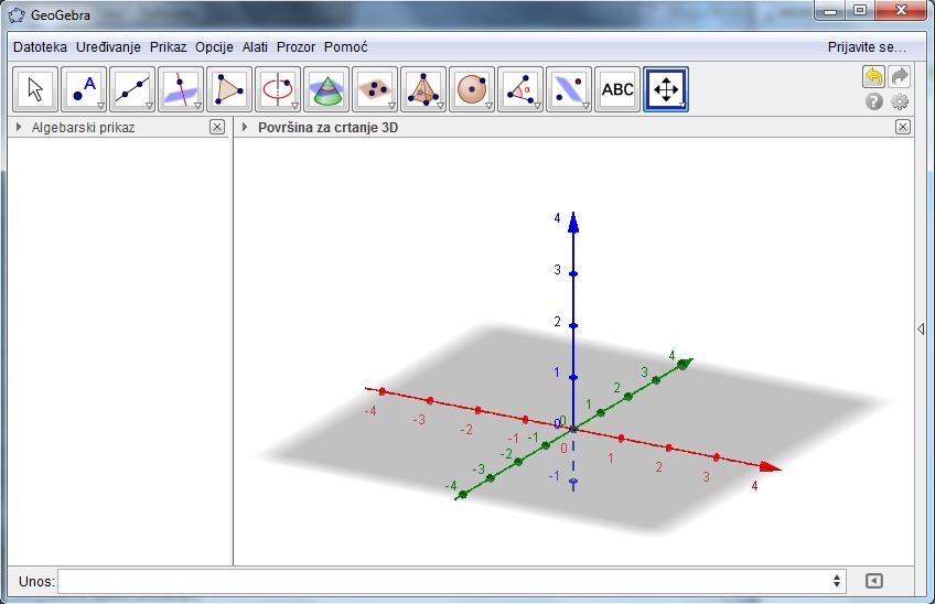 1.2.2 Grafički prikaz u prostoru Grafički prikaz u prostoru omogućava kreiranje geometrijskih tela i rad sa njima.