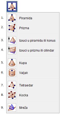 8. Izborom ravni, a zatim i dveju tačaka, dobija se kocka. 9.