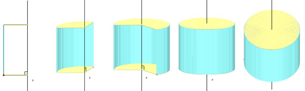 Primer 3. Izračunati površinu i zapreminu tela koje nastaje rotacijom pravougaonika stranica 3cm i 5cm oko prave p koja sadrži njegovu dužu stranicu.