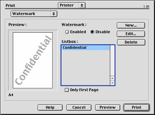 Print Options - Watermark (Επιλογές εκτύπωσης - Υδατόσημο) Το υδατόσημο συνήθως είναι ένα θαμπό κείμενο που τοποθετείται πάνω σε ένα εκτυπωμένο έγγραφο.