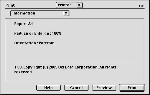 Print Options - Information (Επιλογές εκτύπωσης - Πληροφορίες) Εμφανίζει μια περίληψη των τρεχουσών ρυθμίσεων του εκτυπωτή.