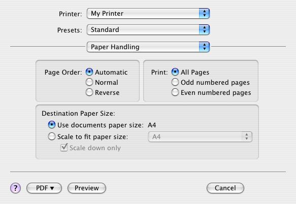 Paper handling (Διαχείριση χαρτιού) Page order (Σειρά σελίδας) Μπορείτε να επιλέξετε να εκτυπώσετε το έγγραφό σας με κανονική σειρά σελίδων (1,2,3..) ή να αντιστρέψετε τη σειρά (..3,2,1).