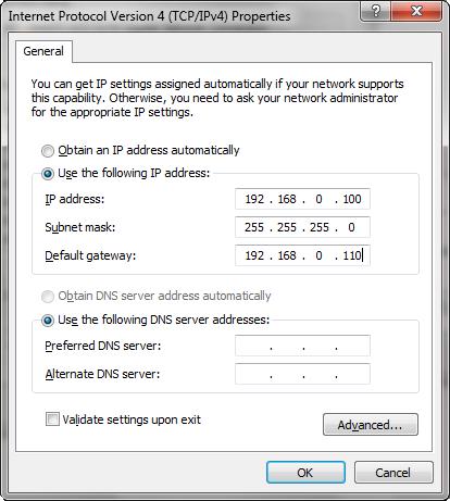 Για την αρχική ρύθμιση του Web Server και με την απουσία δικτύου κατά τη διάρκεια της εγκατάστασης, πρέπει να προχωρήσετε ως εξής: Συνδέστε τον Web Server στον υπολογιστή μέσω ενός καλωδίου Ethernet