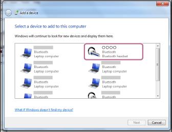 "Σύνδεση με συζευγμένο υπολογιστή (Windows 7)". Εάν στην οθόνη δεν εμφανίζεται το [WH-H900N (h.ear)] δοκιμάστε ξανά από το βήμα 3.