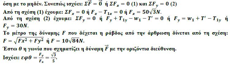 δ) ε) Επεηδή ε ξάβδνο ηζνξξνπεί ε ζπληζηακέλε ηωλ δπλάκεωλ πνπ