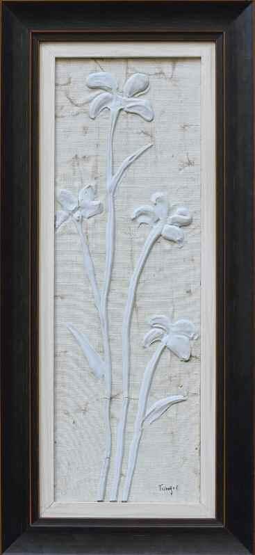 60. ΤΣΙΓΚΟΣ Θάνος (1914-1965) Λευκά λουλούδια Λάδι σε καμβά επικλμ, σε χαρτόνι 50 17 εκ υπγρμ κ.δ 1.000-1.