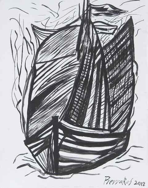 79 *79. ΜΥΤΑΡΑΣ Δημήτρης (1934-2017) Ιστιοφόρο Ακρυλικό σπουδή σε χαρτόνι επικλμ. σε καμβά 50 50 εκ υπγρμ. Κ.