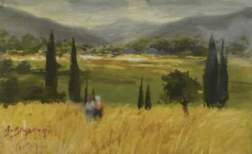 κ.δ KOUGIOUMTZIS Andreas (1946) Meteora Signed oil on canvas 70