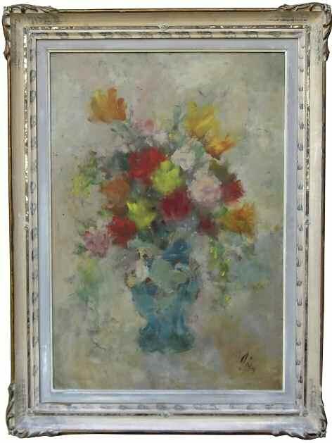 DORIS (ΠΑΠΑΓΕΩΡΓΙΟΥ Μιχαήλ) (1896-1987) Βάζο με λουλούδια Λάδοπαστέλ σε χαρτόνι 70 50 εκ υπγρμ κ.