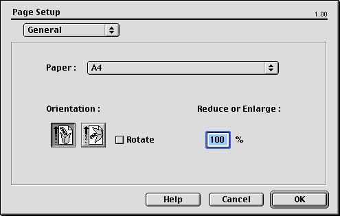 Page Setup - General ( ιαµόρφωση σελίδα - Γενικά) Χαρτί Επιλέξτε το µέγεθος χαρτιού που αντιστοιχεί στο έγγραφό σας και το χαρτί που έχει φορτωθεί στον εκτυπωτή.