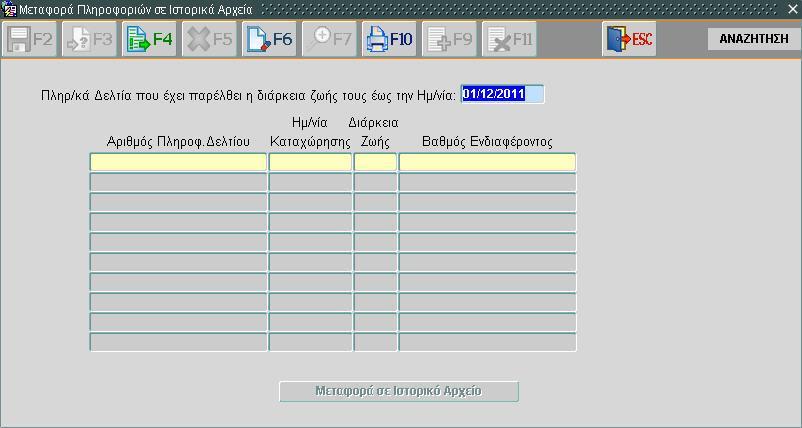 3.1.3.1 Μεταφορά υπάρχουσας εγγραφής Για την ανάκτηση υπάρχουσας εγγραφής: Εικόνα 75: Μεταφορά Πληροφοριών σε Ιστορικά Αρχεία (2/2) 1.