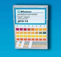 jeden indikátor, ktorého sfarbenie sa porovnáva s farebnou škálou na krabičke (úzky rozsah) Papieriky indikátorové WHATMAN - prúžky Obj.