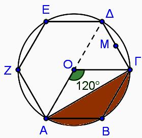 γ) A E R R 6 4 R R A R 4 4 R 6 R R R R R ( ) 4 4 4 4 δ) Έστω Ε το ζητούμενο εμβαδό. Είναι:. πr 0 OA O ημ0 60 πr πr R 4πR R E R R 4 R E 4π 9.