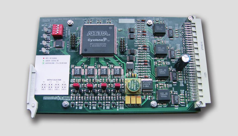 4x 8/10bit DIGITALNO U ANALOGNI KONVERTOR ZA MONITORING MDA 844-4 kanala za monitoring - 24 kanala za monitoring u SRU-312 - Podržava PAL i NTSC - 8-bit konverzija sa 10-bit DAC sa specijalnim