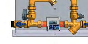 EQM1 obsahuje: trojcestný zónový ventil 2 x vyvažovací ventil jímku teplovodného čidla merač tepla MEGATRON 2 2 x ventil pre vyváženie systému filter 8 x guľový uzáver na vstupoch a výstupoch 3/4