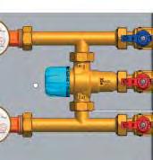 Modul merania spotreby teplej a studenej vody dodávané centrálnym rozvodom s integrovaným trojcestným termostatickým zmiešavacím ventilom s rozsahom teplôt