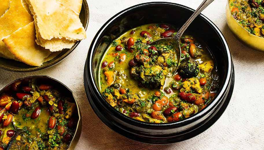 ghormeh sabzi Persian Recipe by Sharere Khalgi Photo: Meghan Uno - Fresh spinach 1 bunch or 1 medium size package/200 gm of frozen - Ghormeh Sabzi - 2 lbs boneless lamb stewing meat (cut into